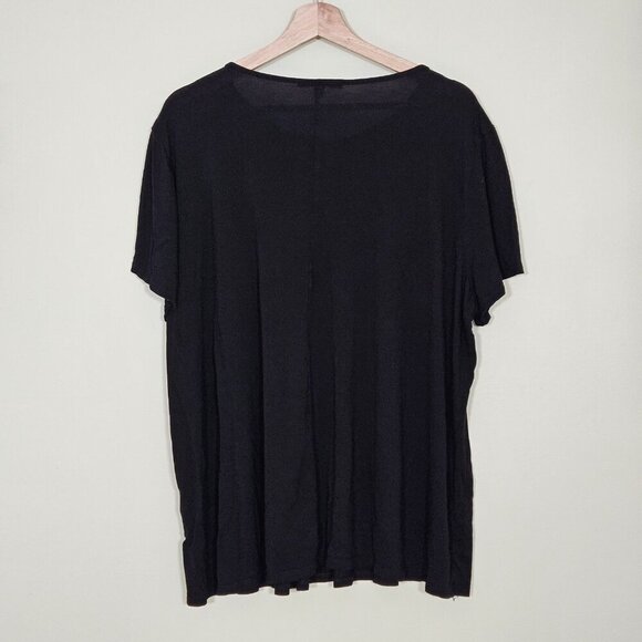 Green Envelope Top Womens 3X Black SS Lace Flowy Stretch USA Whimsigoth Cottage - Picture 2 of 13